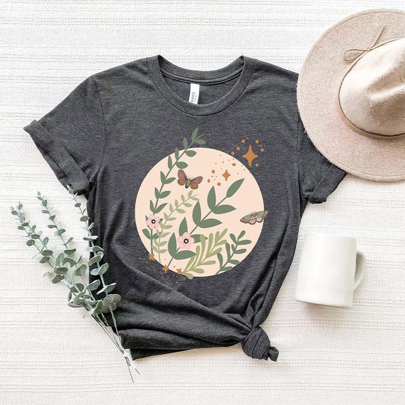 Wildflower Garden Pastel Butterfly T-Shirt-carlalin