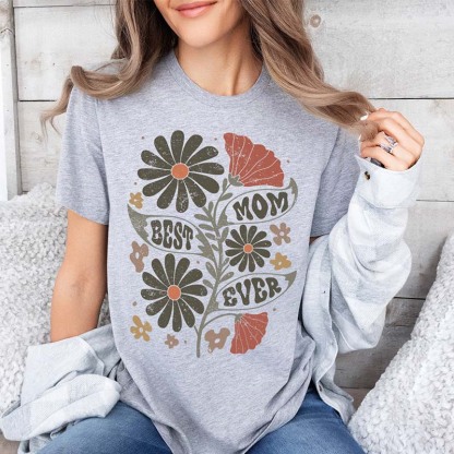 Boho Floral Best Mom Ever T-Shirt-carlalin