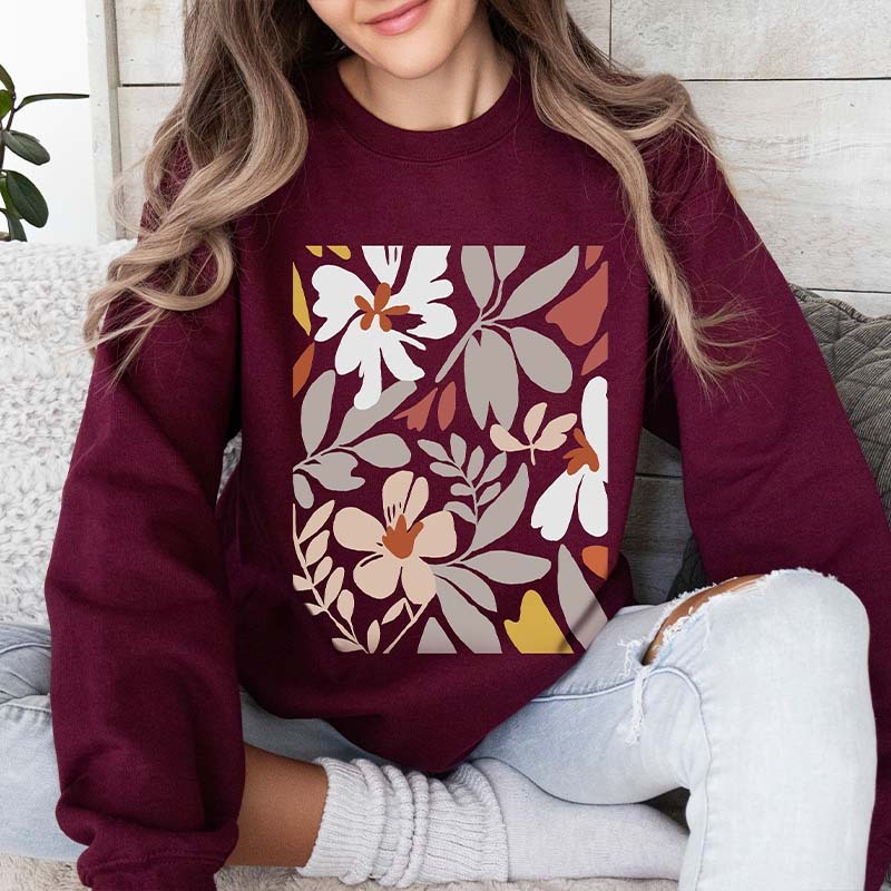 Boho White Flower Minimalist Sweatshirt-carlalin
