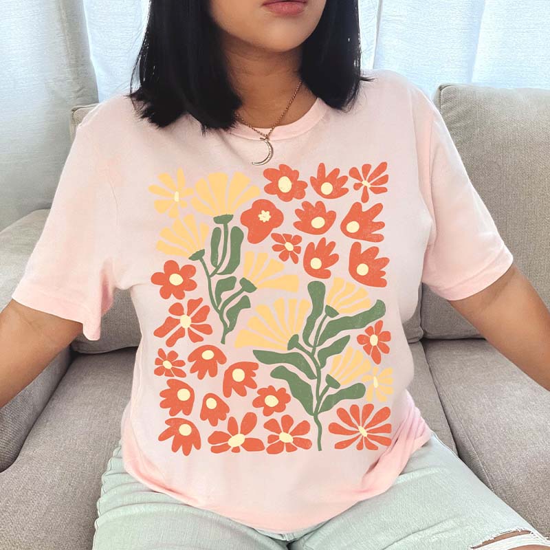 Abstract Flower Botanical T-Shirt-carlalin