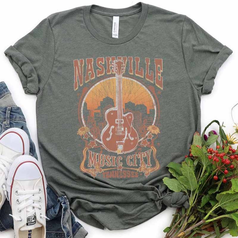 Nashville Tennessee Guitar T-Shirt-carlalin