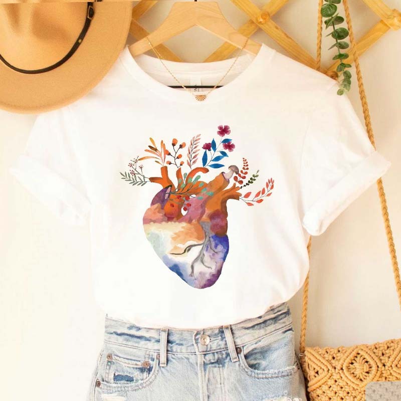 Floral Heart Anatomy And  Cardiac Nurse  And  Heart Surgery Cardiologist T-Shirt