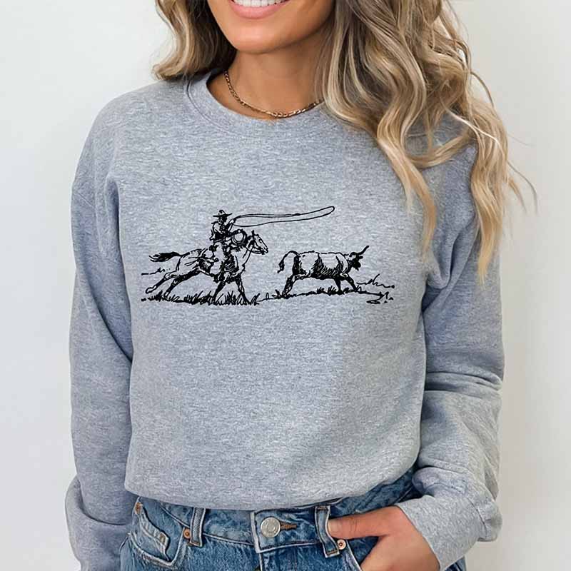 Cowboy Roping Western Sweatshirt-carlalin
