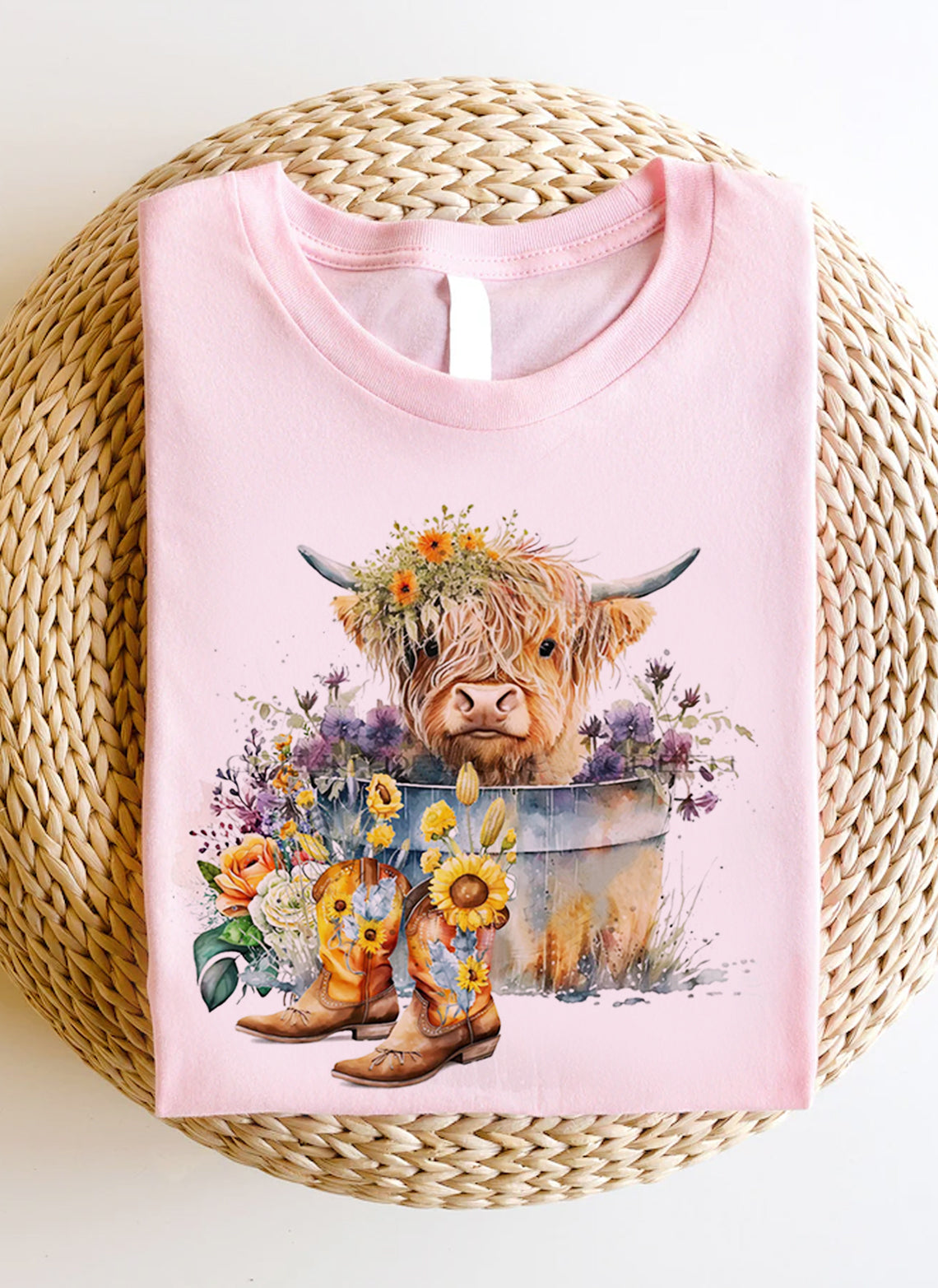 Highland Cow in Metal Tub Shirts-carlalin