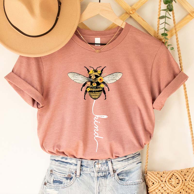 Be Kind Bee Positive Sunflowers T-shirt-carlalin
