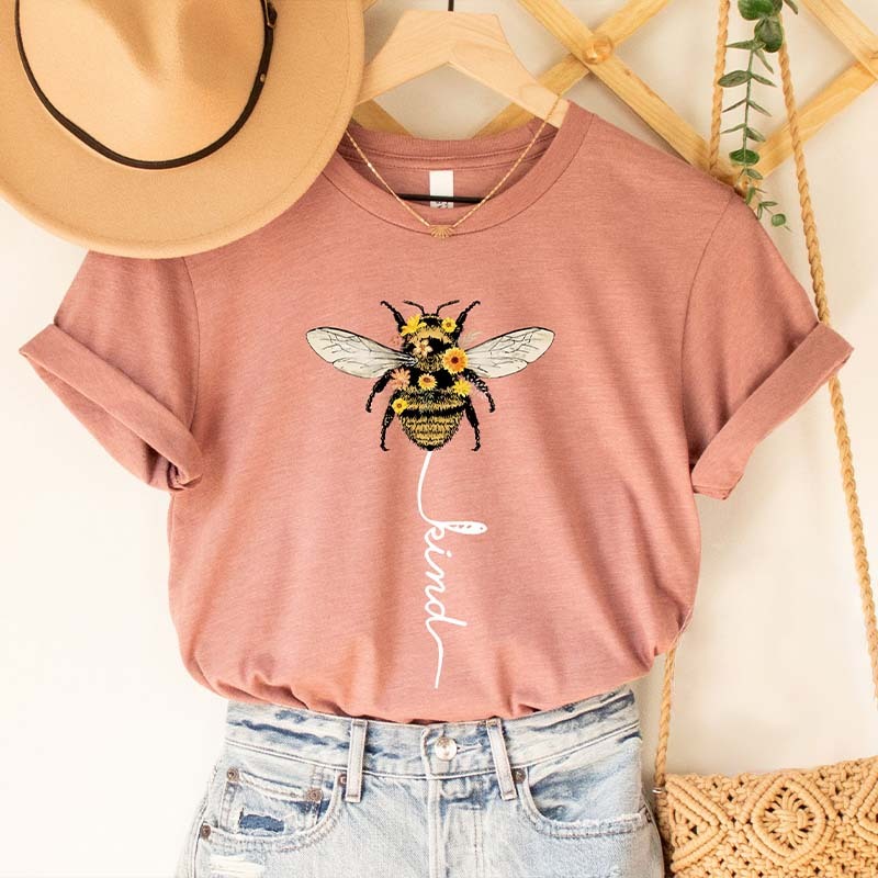 Be Kind Bee Positive Sunflowers T-shirt-carlalin
