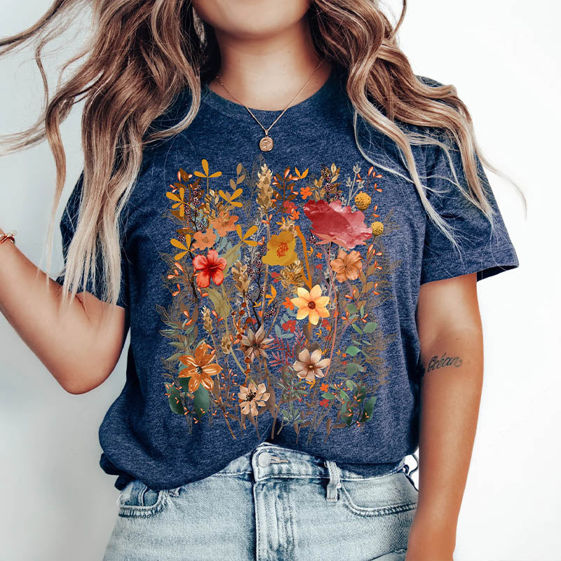 Fairycore Botanical Flowers T-Shirt-carlalin