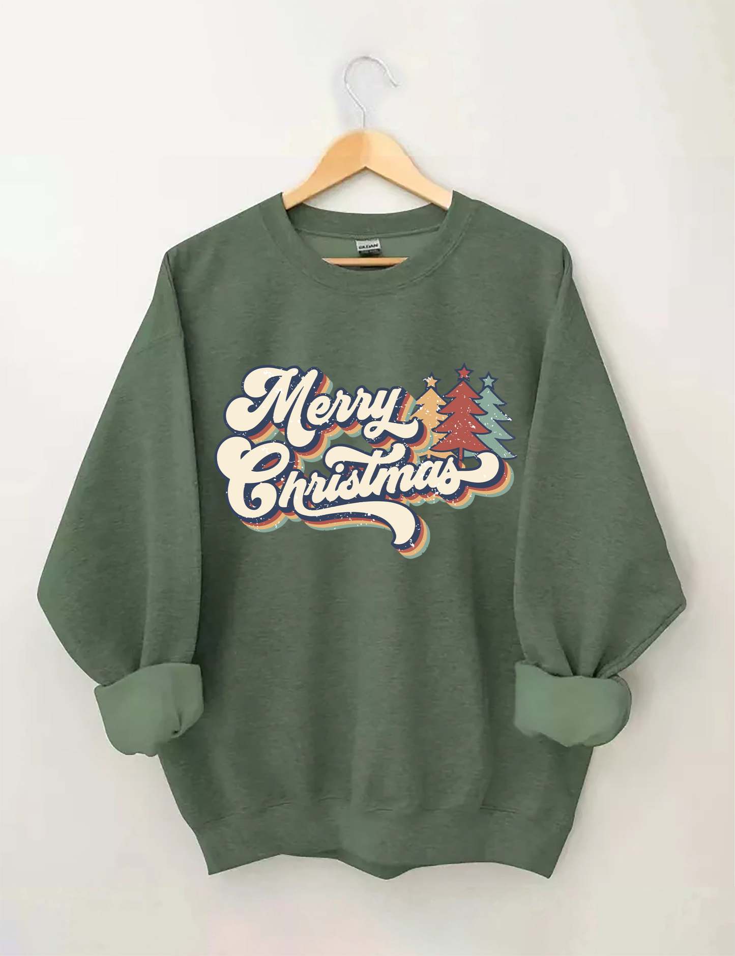 Retro Vintage Merry Christmas Crew Neck Unisex Xmas Sweatshirt-carlalin