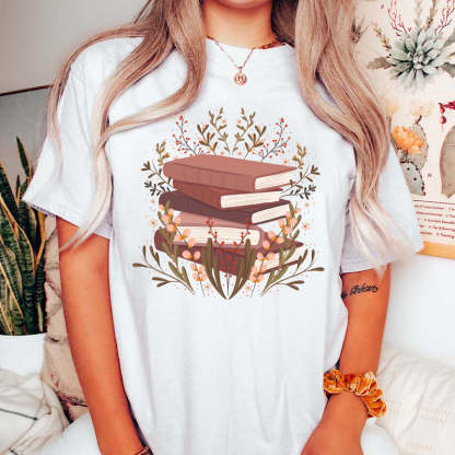 Floral Book illustration T-Shirt-carlalin