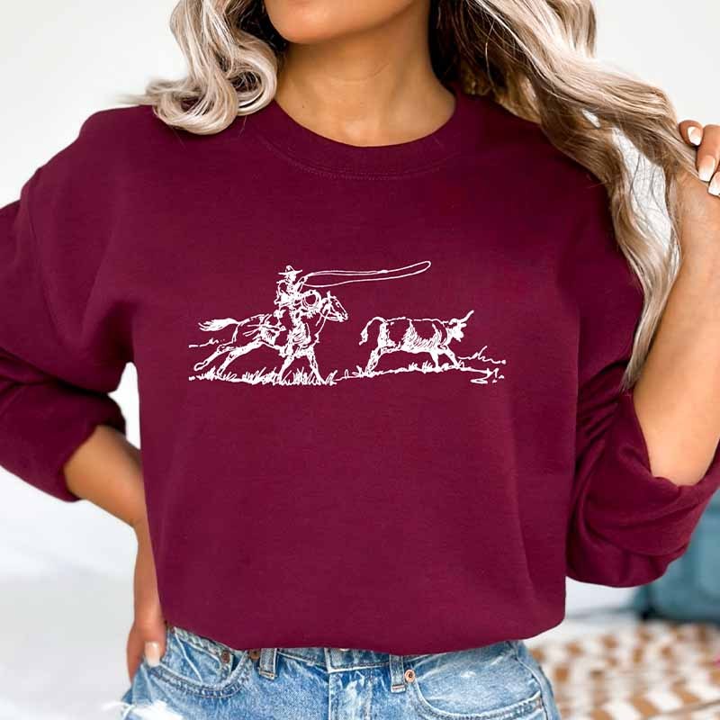 Cowboy Roping Western Sweatshirt-carlalin