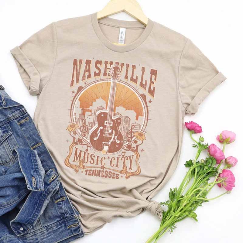 Nashville Tennessee Guitar T-Shirt-carlalin