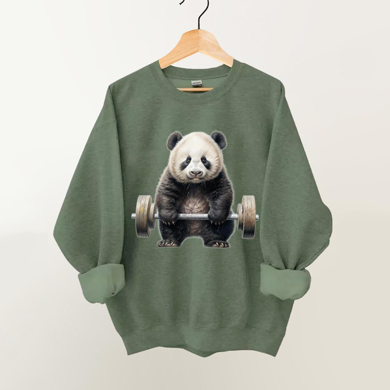Weightlifting Panda Vintage Gym Sweatshirt-carlalin