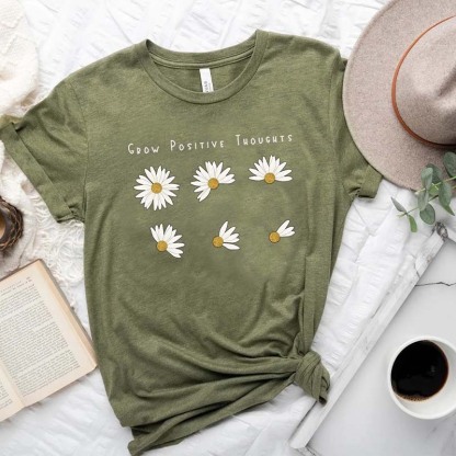 Grow Positive Thoughts Floral T-Shirt-carlalin