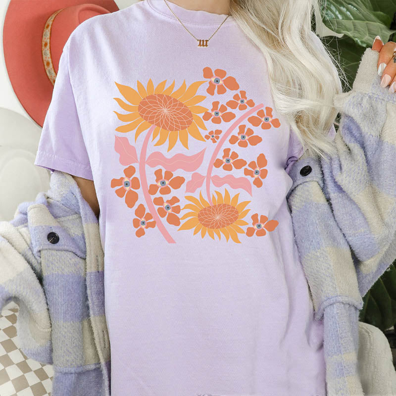 Sunflower Hippie Boho Art T-Shirt-carlalin
