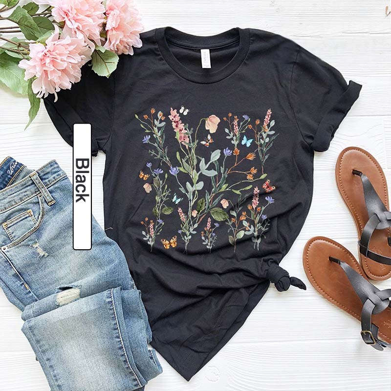 Pressed Flowers Wild Nature Plant Lover T-shirt-carlalin