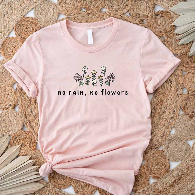 No Rain No Flowers Floral T-shirt-carlalin