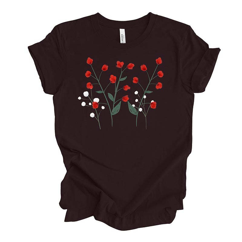 Unique Red and White Flowers T-Shirt-carlalin