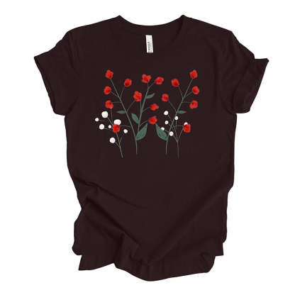 Unique Red and White Flowers T-Shirt-carlalin