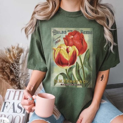 Vintage Seed Packet Flower T-Shirt-carlalin
