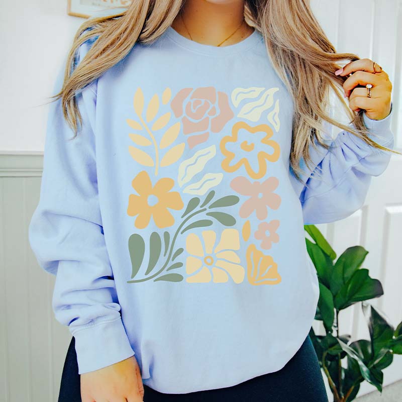 Retro Wavy Flowers Sweatshirt-carlalin