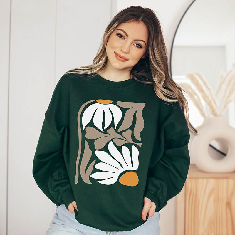 Retro Flower Nature Minimalist Sweatshiirt-carlalin