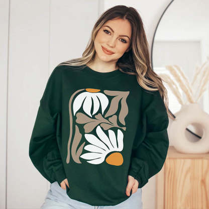 Retro Flower Nature Minimalist Sweatshiirt-carlalin