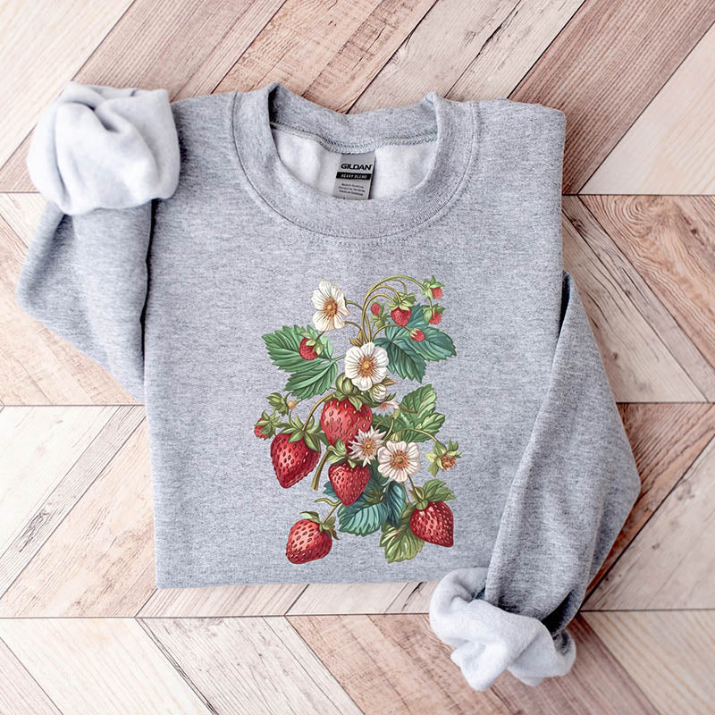 Floral Strawberry Gardener Sweatshirt-carlalin