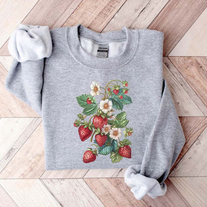 Floral Strawberry Gardener Sweatshirt-carlalin