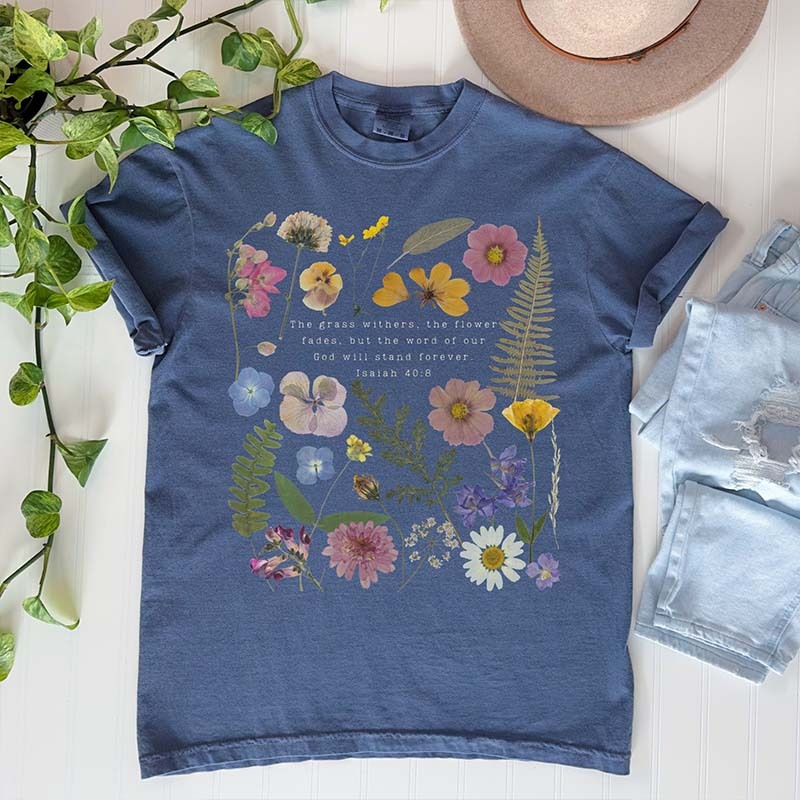 Wildflower Graphic Faith Based Botanical T-Shirt-carlalin