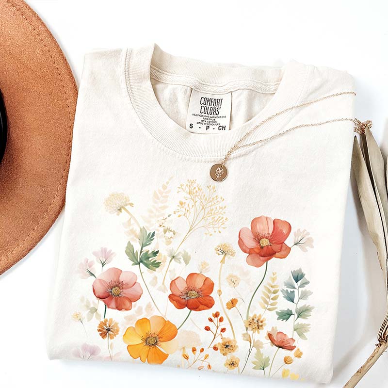 Aesthetic Colorful Wild Flower T-Shirt-carlalin