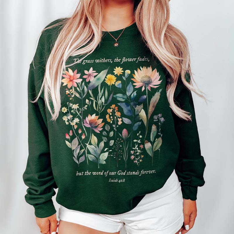 Bible Verse Watercolor Flowers Scripture Sweatshirt-carlalin