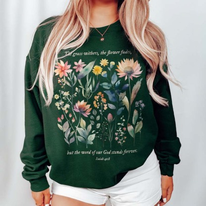 Bible Verse Watercolor Flowers Scripture Sweatshirt-carlalin
