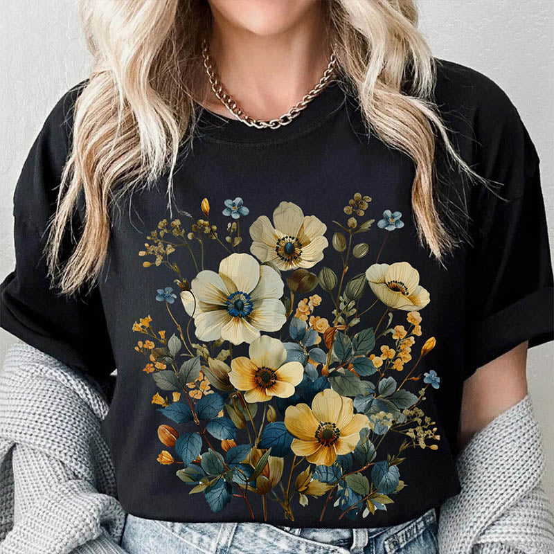 Wildflowers Vintage Pressed Garden T-Shirt-carlalin