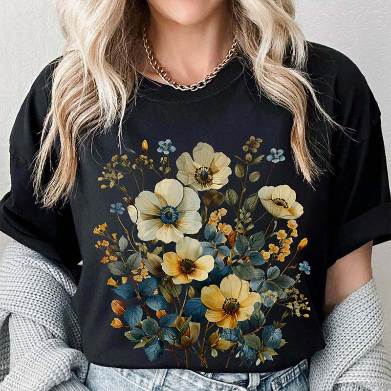 Wildflowers Vintage Pressed Garden T-Shirt-carlalin