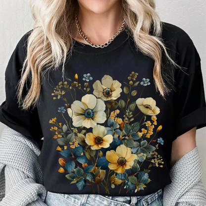 Wildflowers Vintage Pressed Garden T-Shirt-carlalin