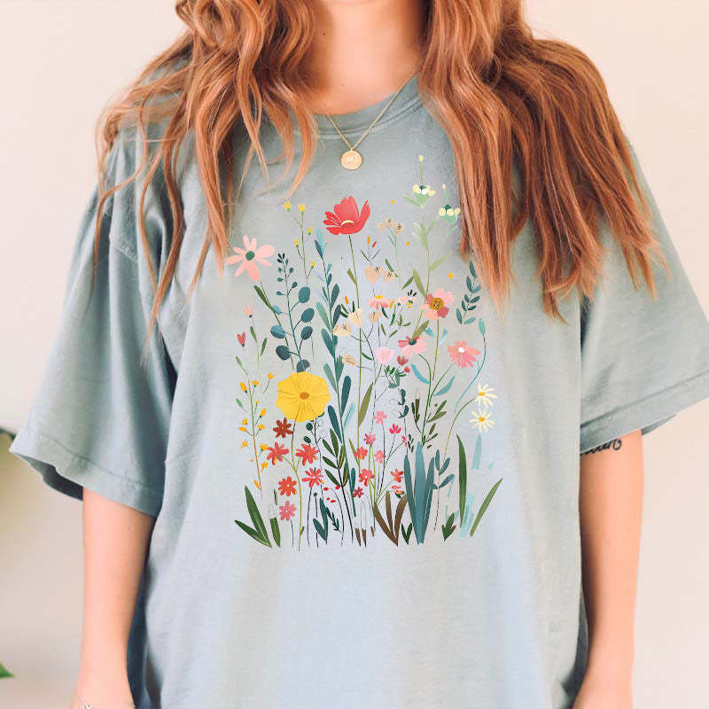 Colorful Wildflower Bouquet T-Shirt-carlalin