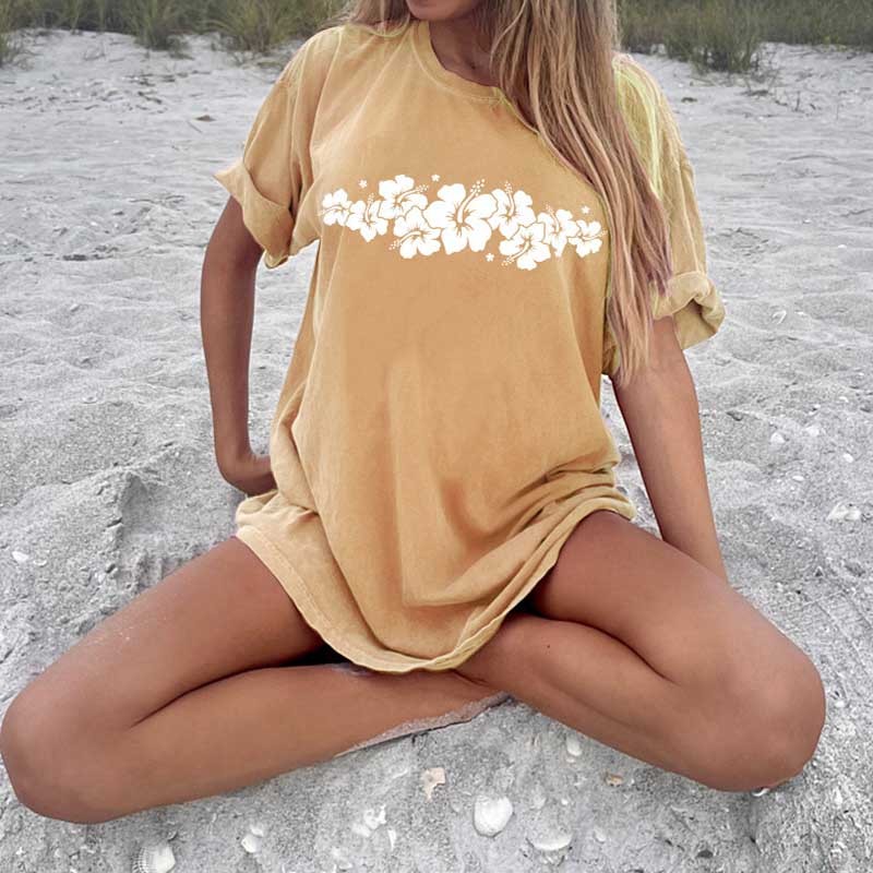 Hibiscus Flower Summer T-Shirt-carlalin
