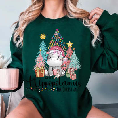 Christmas Hippo Sweatshirt-carlalin
