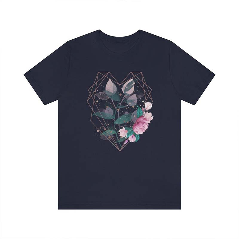 Cute Geometric Heart Flowers T-Shirt-carlalin