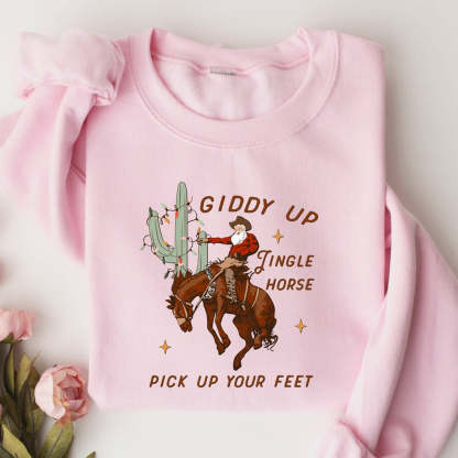 Giddy Up Jingle Horse Sweatshirt-carlalin