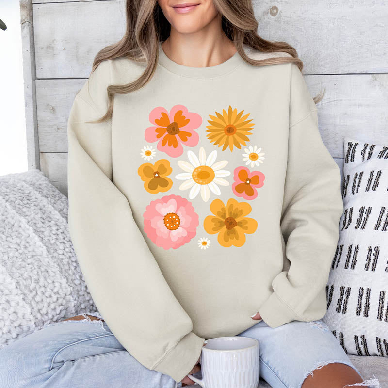 Botanical Floral Pressed Flowers Sweatshirt-carlalin