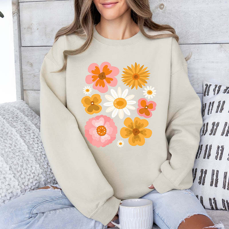 Botanical Floral Pressed Flowers Sweatshirt-carlalin