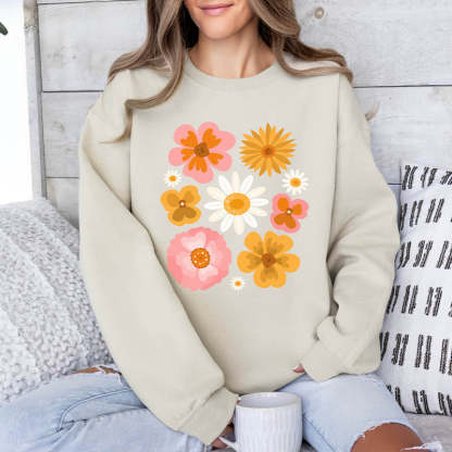 Botanical Floral Pressed Flowers Sweatshirt-carlalin
