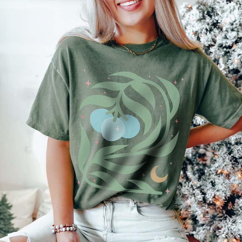 Celestial Floral Colorful Blueberry T-Shirt-carlalin