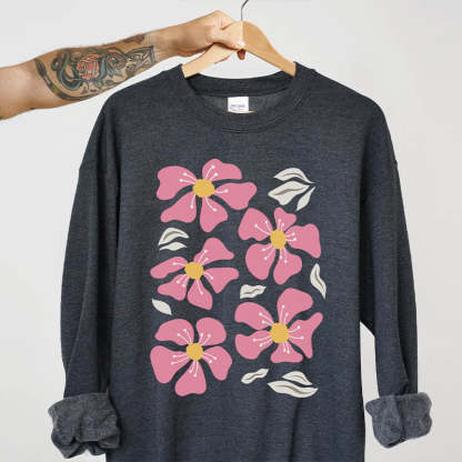 Oversized Wildflower Minimalist Woman Sweatshirt-carlalin