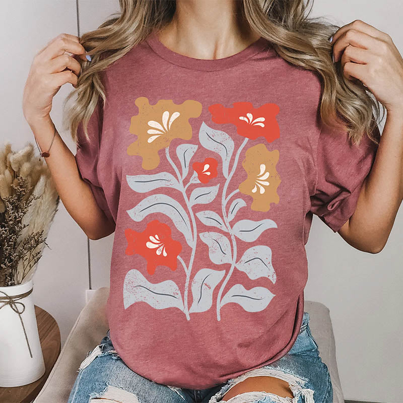 Boho Flowers Art Nouveau T-Shirt-carlalin