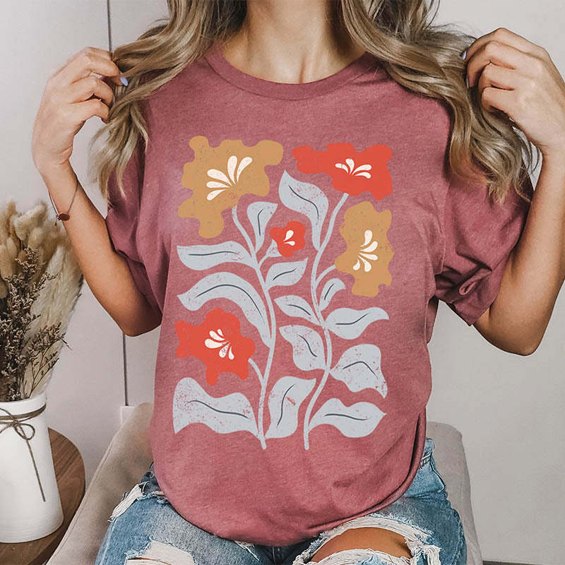 Boho Flowers Art Nouveau T-Shirt-carlalin