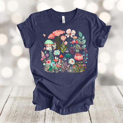 Retro Flowers Mushroom T-Shirt-carlalin