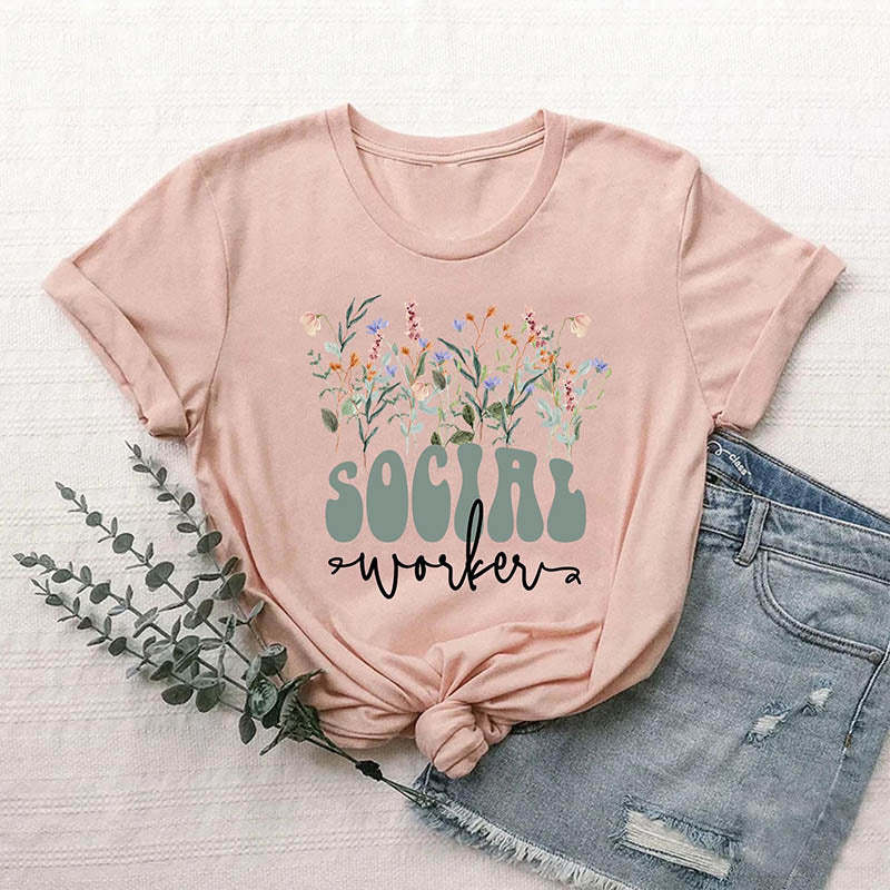 Social Worker Wildflowers T-Shirt-carlalin