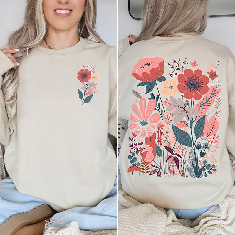 Boho Flower Minimalist Print Sweatshirt-carlalin